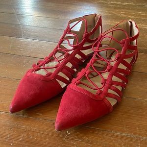 Red pointed toe Michael Kors flats